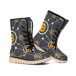 Bitcoin Connection Pattern Print Winter Boots