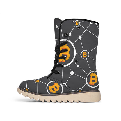 Bitcoin Connection Pattern Print Winter Boots