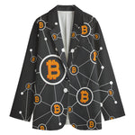 Bitcoin Connection Pattern Print Women's Blazer