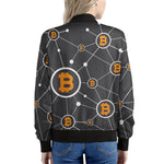 Bitcoin Connection Pattern Print Women's Bomber Jacket