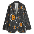 Bitcoin Connection Pattern Print Women's Cotton Blazer