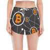 Bitcoin Connection Pattern Print Women's Split Running Shorts