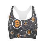 Bitcoin Connection Pattern Print Women's Sports Bra