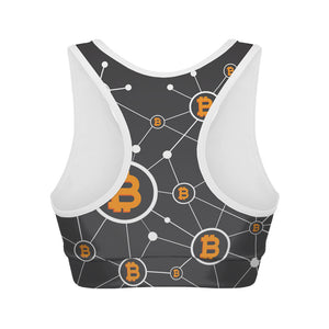 Bitcoin Connection Pattern Print Women's Sports Bra