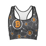 Bitcoin Connection Pattern Print Women's Sports Bra