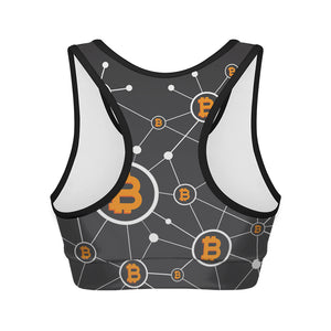 Bitcoin Connection Pattern Print Women's Sports Bra