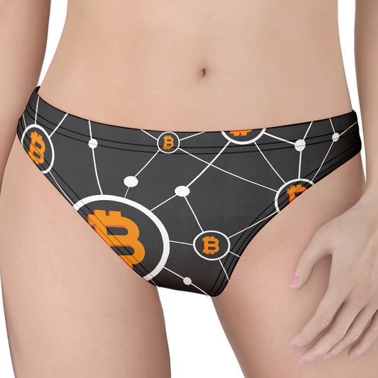 Bitcoin Connection Pattern Print Women's Thong