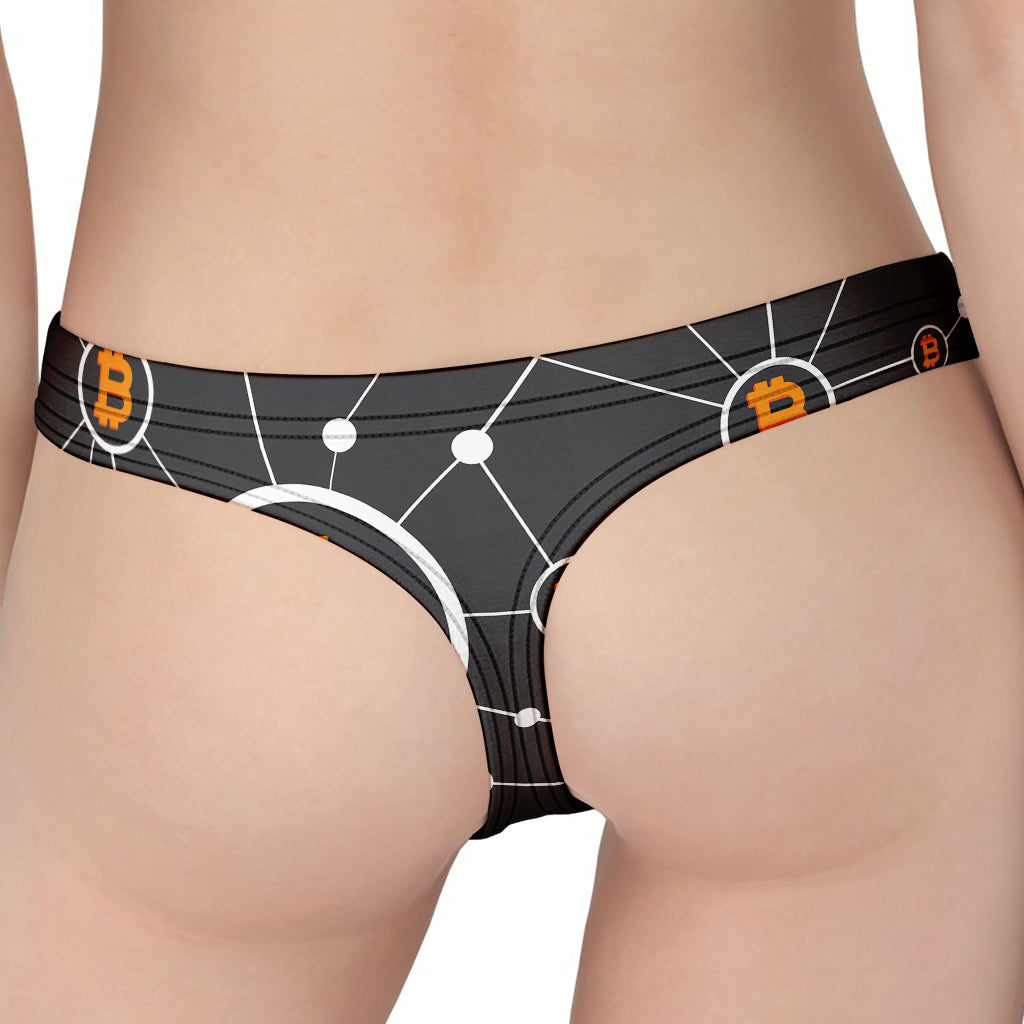 Bitcoin Connection Pattern Print Women's Thong