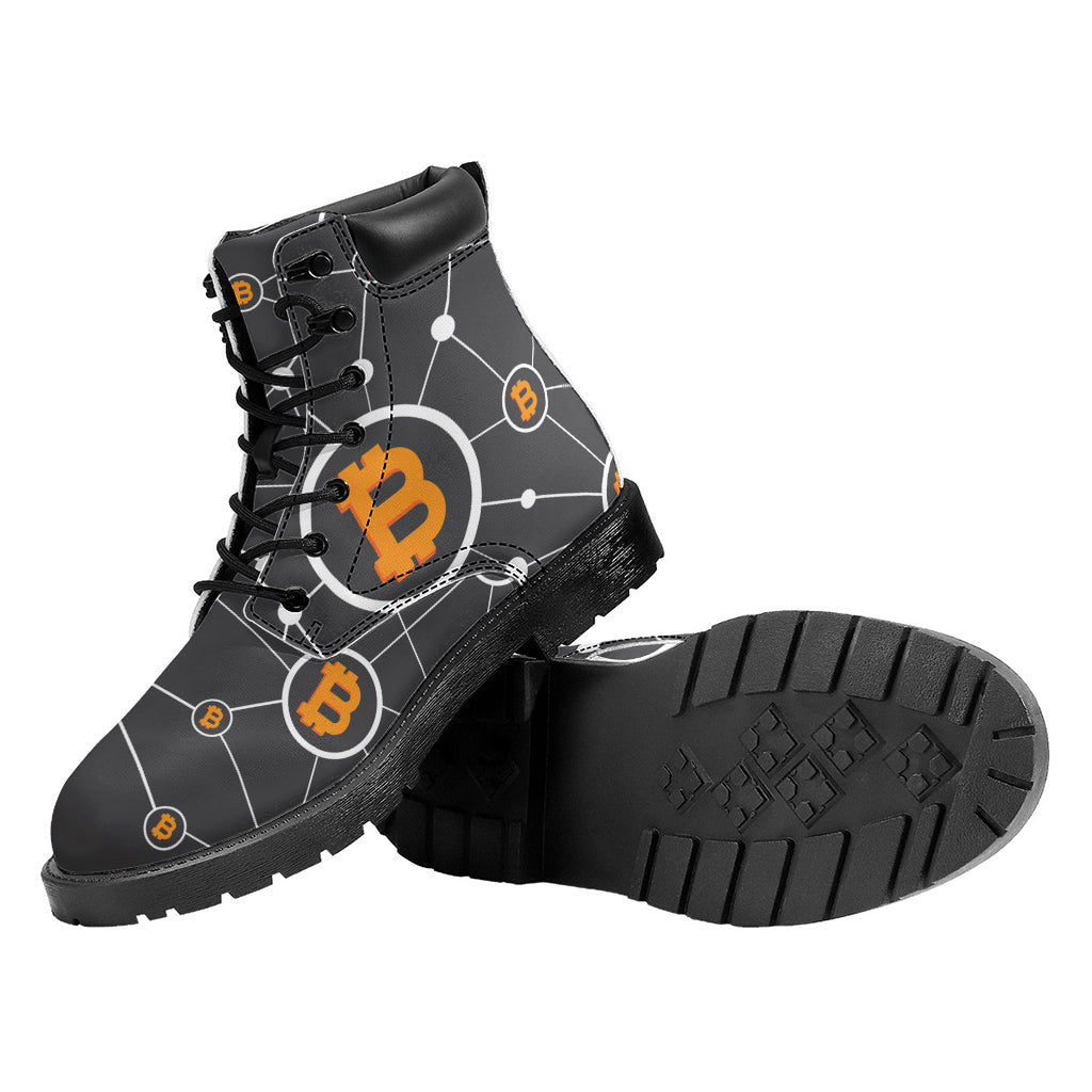 Bitcoin Connection Pattern Print Work Boots