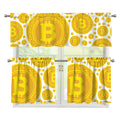 Bitcoin Crypto Pattern Print 3 Piece Kitchen Curtains