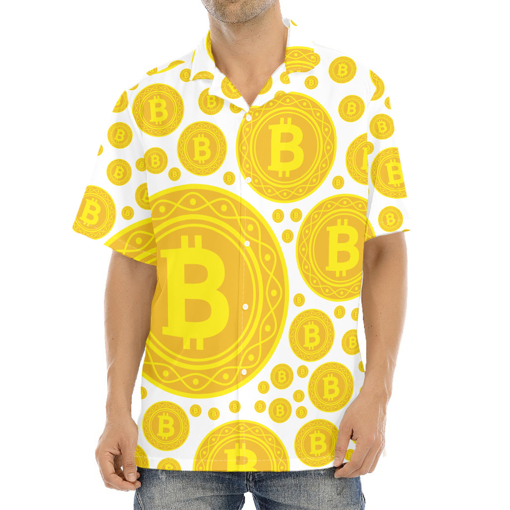 Bitcoin Crypto Pattern Print Aloha Shirt