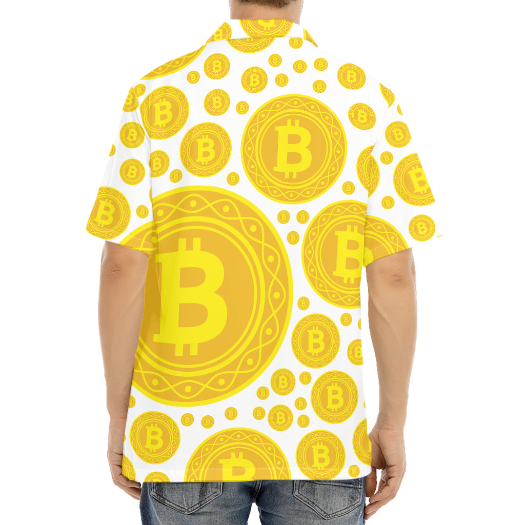 Bitcoin Crypto Pattern Print Aloha Shirt