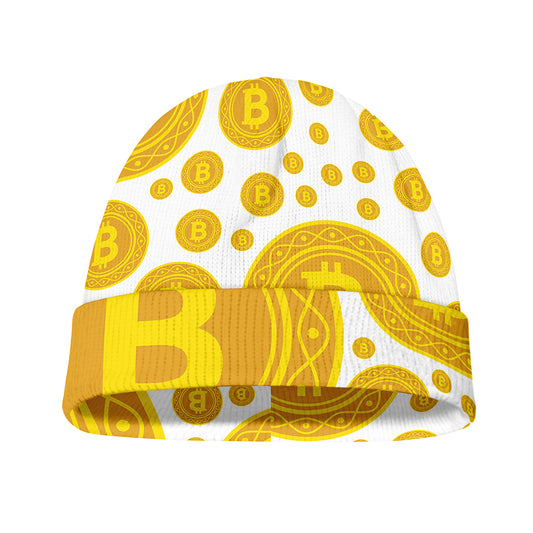 Bitcoin Crypto Pattern Print Beanie