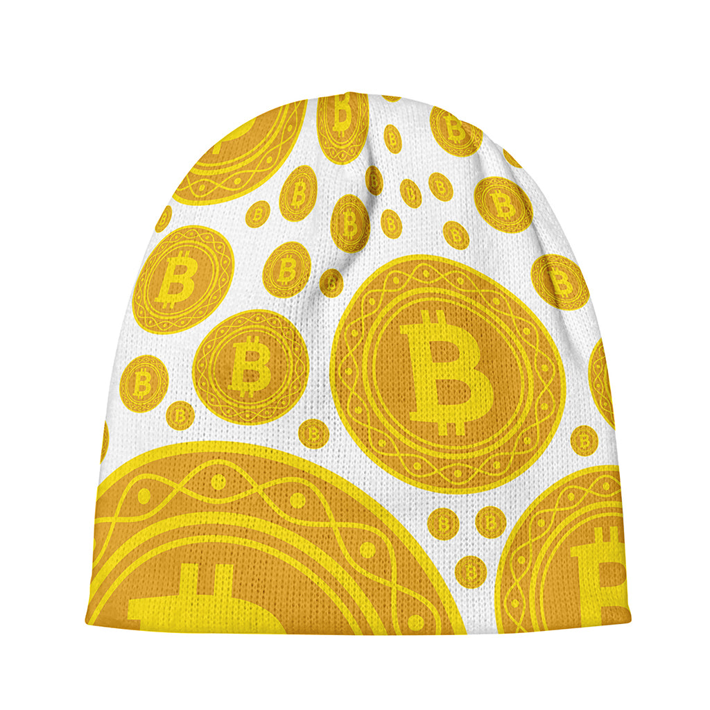 Bitcoin Crypto Pattern Print Beanie