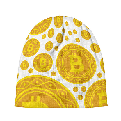 Bitcoin Crypto Pattern Print Beanie