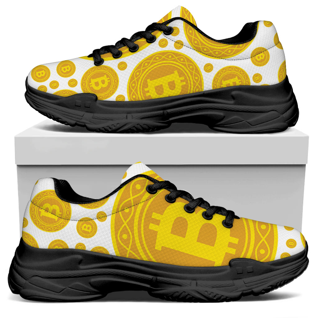 Bitcoin Crypto Pattern Print Black Chunky Shoes
