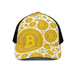 Bitcoin Crypto Pattern Print Black Mesh Trucker Cap