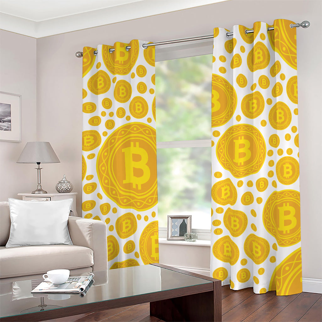 Bitcoin Crypto Pattern Print Blackout Grommet Curtains