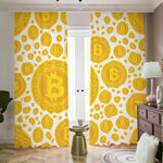 Bitcoin Crypto Pattern Print Blackout Pencil Pleat Curtains