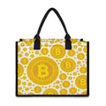 Bitcoin Crypto Pattern Print Canvas Tote Bag