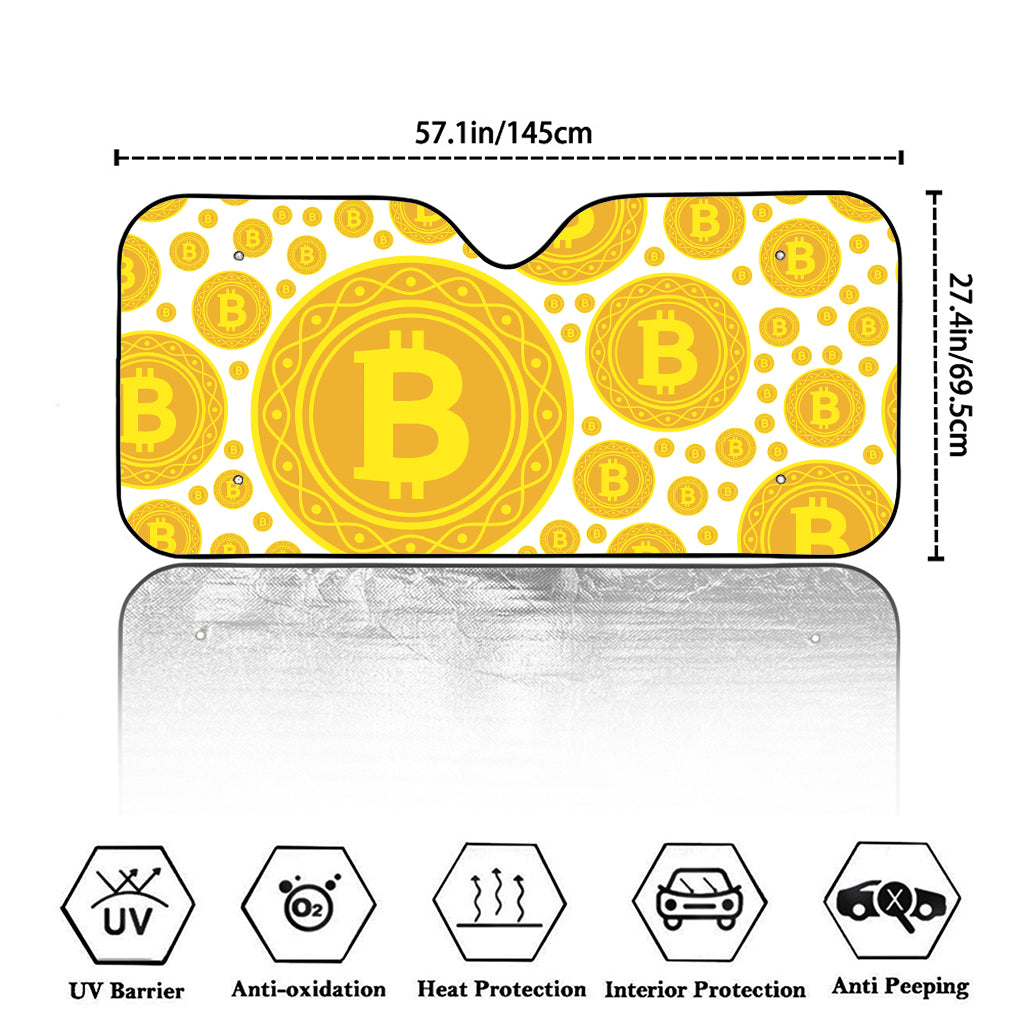 Bitcoin Crypto Pattern Print Car Windshield Sun Shade
