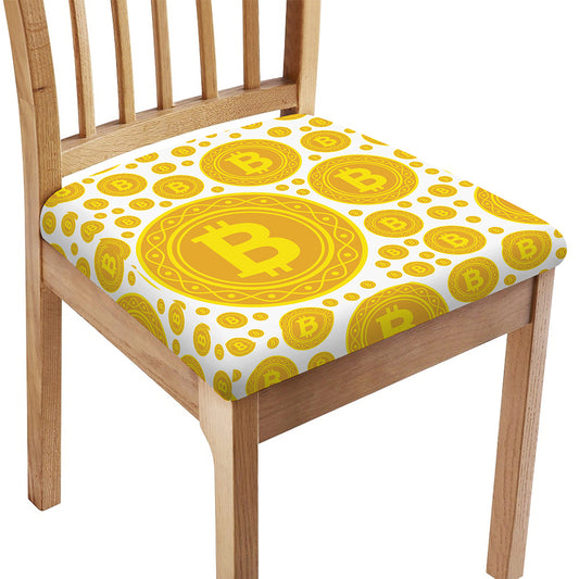 Bitcoin Crypto Pattern Print Chair Cushion Cover