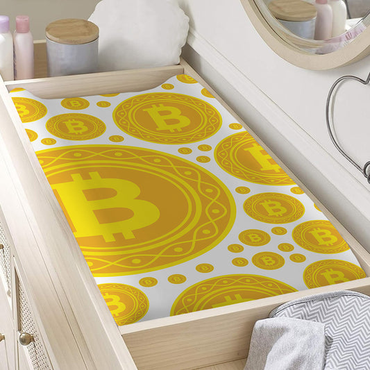 Bitcoin Crypto Pattern Print Changing Pad Cover