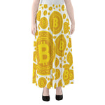 Bitcoin Crypto Pattern Print Chiffon Maxi Skirt