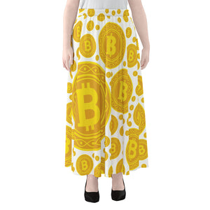 Bitcoin Crypto Pattern Print Chiffon Maxi Skirt