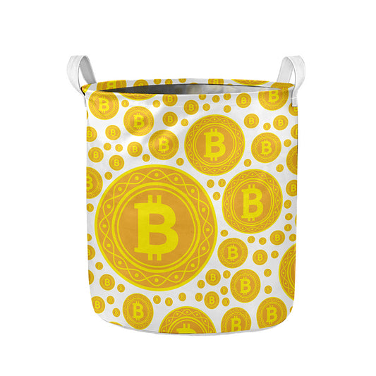 Bitcoin Crypto Pattern Print Collapsible Laundry Basket
