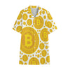 Bitcoin Crypto Pattern Print Cotton Hawaiian Shirt