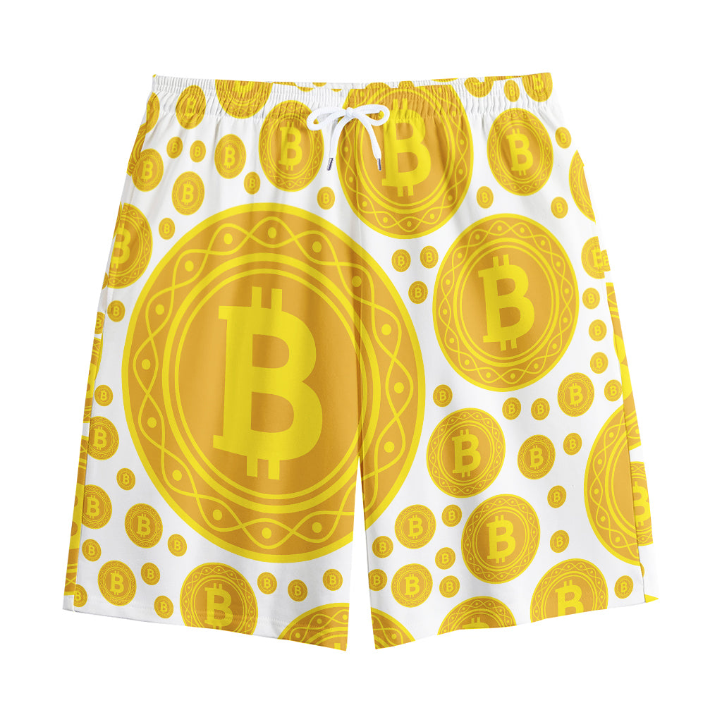 Bitcoin Crypto Pattern Print Cotton Shorts