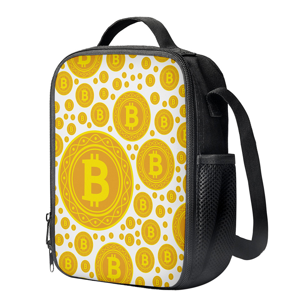 Bitcoin Crypto Pattern Print Crossbody Lunch Bag