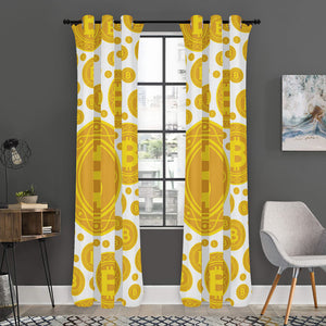 Bitcoin Crypto Pattern Print Curtain