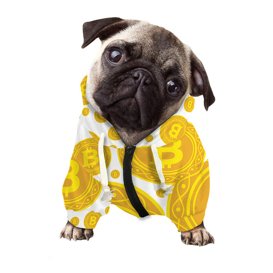 Bitcoin Crypto Pattern Print Dog Zip Up Hoodie