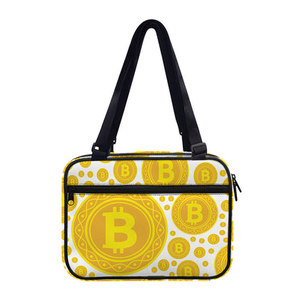 Bitcoin Crypto Pattern Print Double Strap Bible Bag
