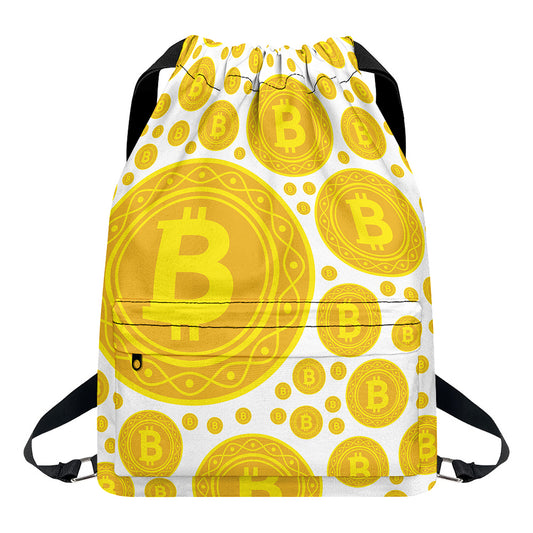 Bitcoin Crypto Pattern Print Drawstring Backpack