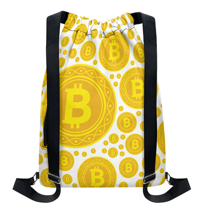 Bitcoin Crypto Pattern Print Drawstring Backpack