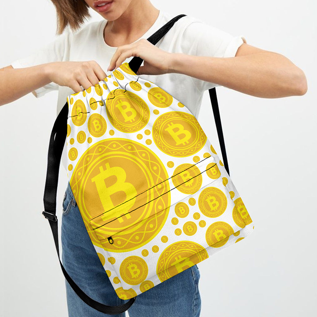 Bitcoin Crypto Pattern Print Drawstring Backpack