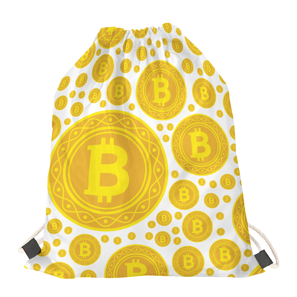 Bitcoin Crypto Pattern Print Drawstring Bag