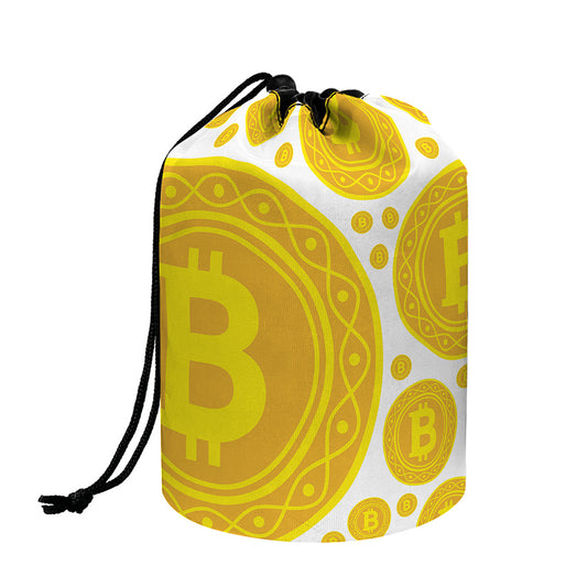 Bitcoin Crypto Pattern Print Drawstring Makeup Bag