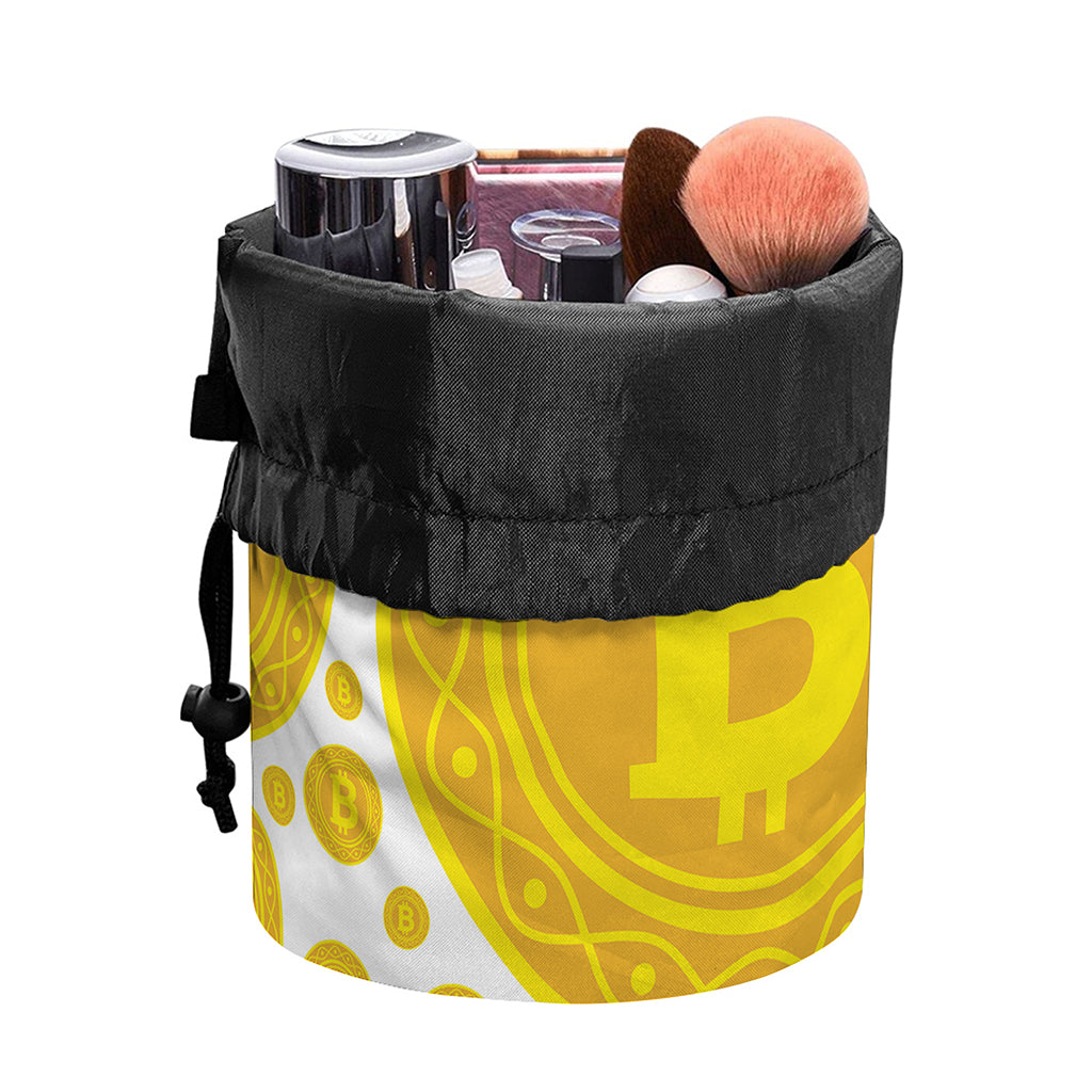 Bitcoin Crypto Pattern Print Drawstring Makeup Bag