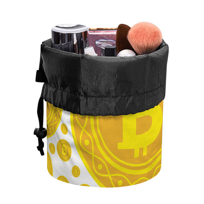 Bitcoin Crypto Pattern Print Drawstring Makeup Bag