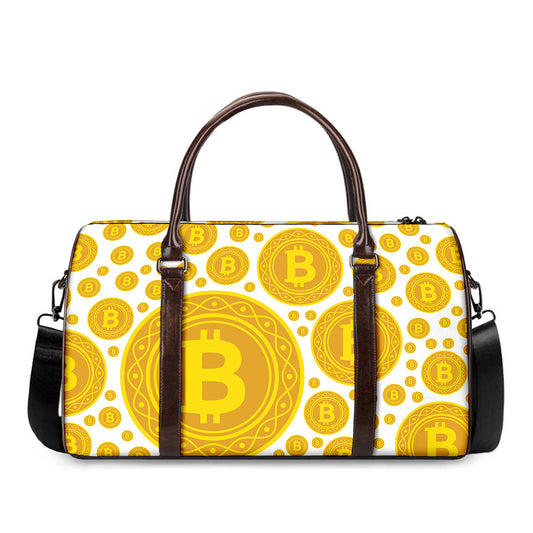 Bitcoin Crypto Pattern Print Duffle Bag