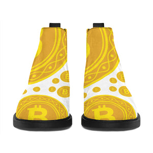 Bitcoin Crypto Pattern Print Flat Ankle Boots