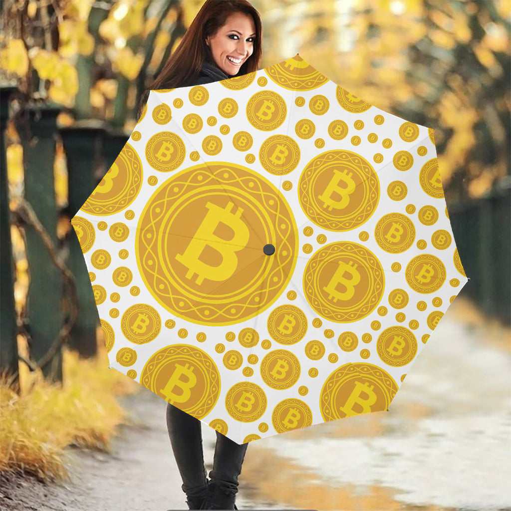 Bitcoin Crypto Pattern Print Foldable Umbrella