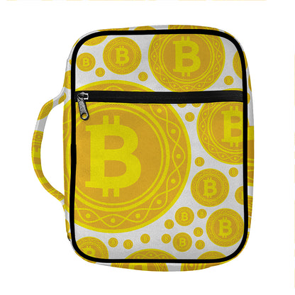 Bitcoin Crypto Pattern Print Front Pocket Bible Bag