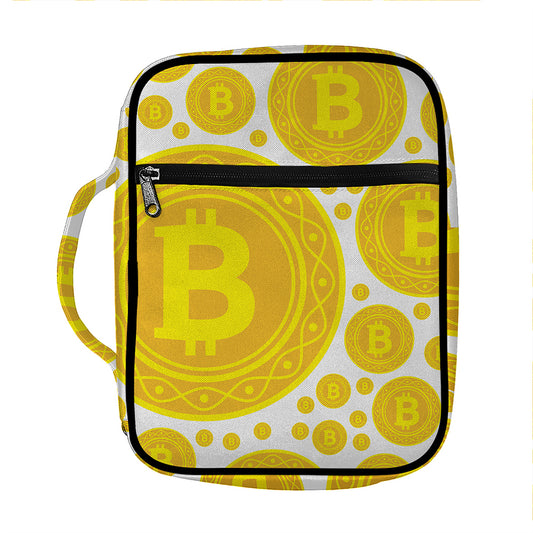 Bitcoin Crypto Pattern Print Front Pocket Bible Bag