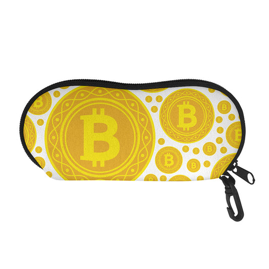 Bitcoin Crypto Pattern Print Glasses Case