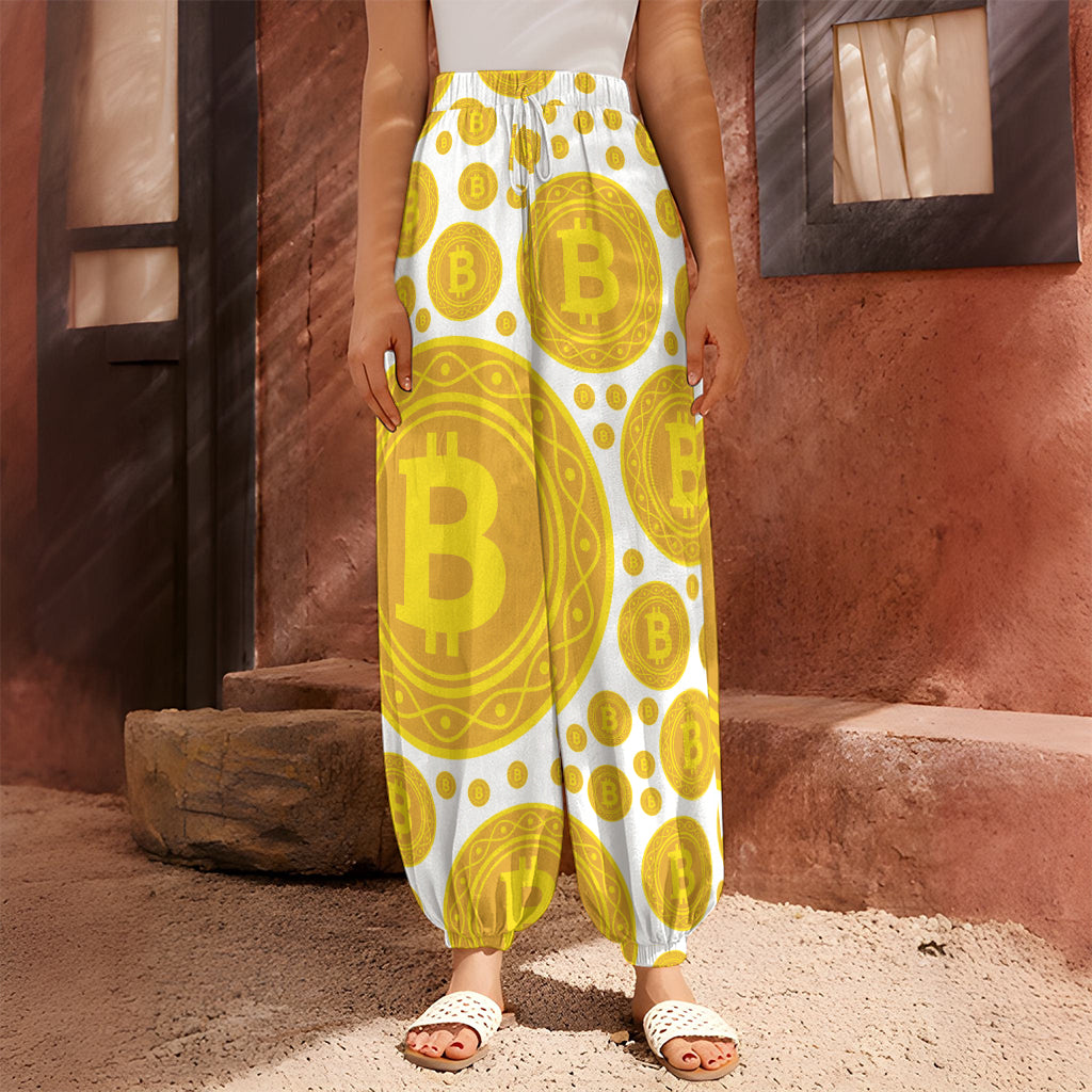 Bitcoin Crypto Pattern Print Harem Pants